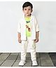 BAD BOYS Cotton Lycra Knit Full Sleeves Self Design Shacket & Joggers With Teddy Bear Printed Tee Set - White