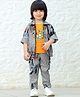 BAD BOYS Blended Woven Full Sleeves Checked Coordinating Shacket & Joggers With Wall Breaking Football Printed Tee Set - Orange