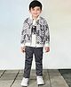 BAD BOYS Blended Woven Full Sleeves Letters Printed Shacket & Joggers With Tee Set - Grey