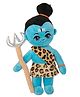 Dukiekooky Super Cute  Blue Shiva Plush Toy,Soft Standing Stuffed Figure with Leopard Print Outfit Height - 35 cm