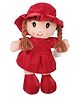 Dukiekooky Soft Plush Doll Red Dress with Sun Hat and Braided Hair Girls Boys Gift Toy Height 35 cm