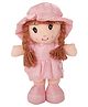 Dukiekooky Soft Plush Doll Pink Dress with Sun Hat and Braided Hair Girls Boys Gift Toy Height 35 cm