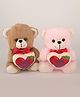 Dukiekooky Cute Pack of 2 Brown and Pink Teddy Bear with Red Heart Plush Stuffed Animal, 'You're Pretty' Message, Perfect Gift for Special Occasions ,Height - 20 cm