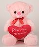 Dukiekooky Cute Pink Rosy Bear with Red Heart  Soft Stuffed Teddy Bear , Height - 30 cm