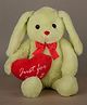 Dukiekooky Plush Hopper Bunny with Heart, Green and Red, Soft Stuffed Animal Toy for Boys and Girls Height - 27 cm
