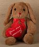 Dukiekooky Plush Hopper Bunny with Heart, Brown and Red, Soft Stuffed Animal Toy for Boys and Girls Height - 27 cm