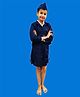 BookMyCostume Cotton Woven Full Sleeves Air Hostess Costume Set With Cap - Blue & White