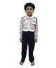 BookMyCostume Cotton Woven Full Sleeves Traffic Police Costume Set With Cap - Blue & White
