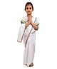 BookMyCostume Woven Independence Day Theme Half Sleeves Tri Colour Saree Set - White Orange & Green