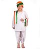BookMyCostume Woven Full Sleeves Independence Day Theme Kurta Dhoti With Stole & Turban Set - White Orange & Green