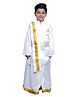 BookMyCostume Onam Theme Full Sleeves Kurta & Mundu Lungi With Angavastram Set - White & Golden