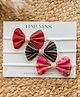 Halemons Set Of 3 Bow Applique Detailed Floral Designed & Striped Headbands - Multi Colour