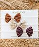 Halemons Set Of 3 Striped & Bow Applique Detailed Handmade Headbands - Multi Colour