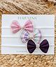 Halemons Set Of 3 Striped & Bow Applique Detailed Hair Clips - Multi Colour