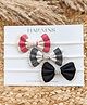 Halemons Set Of 3 Striped & Bow Applique Detailed Hair Clips - Multi Colour