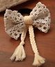 Halemons Bow Applique Detailed & Lace Embellished Hair Clip - White