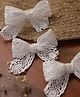 Halemons Set Of 3 Bow Applique Detailed & Lace Embellished Hair Clips - White