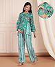 Shades Of Sabi Viscose Rayon Woven Three Fourth Sleeves Floral Printed Maternity Top With Side Zipper Nursing Access & Trousers Set - Green