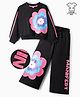 OLLINGTON ST. Cotton Full Sleeves Floral Printed Sweatshirts & Joggers Set - Black