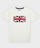 Pepe Jeans 100% Cotton Knit Half Sleeves T-Shirt with UK Flag Print - Antique White