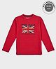 Pepe Jeans 100% Cotton Knit Full Sleeves T-Shirt with UK Flag Print - Royal Red