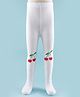 Cute Walk by Babyhug Knit Antibacterial Footed Tights with Cherry Design - White