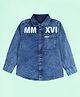 Kiddopanti Denim Woven Full Sleeves MMXVI Text Printed Shirt - Medium Blue