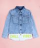 Kiddopanti Denim Woven Full Sleevess Chill Vibes Text Printed Mild Washed Shirt - Light Blue