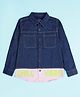 Kiddopanti Denim Woven Full Sleevess Chill Vibes Text Printed Shirt - Dark Blue