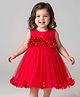 Mark & Mia Sleeveless Solid Color Corsage Detailing Flared Frock Style Party Onesie - Red