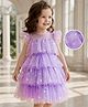 Mark & Mia Woven Frill Sleeves Party Dress With Foil Star Print - Lavender