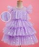 Mark & Mia Woven Frill Sleeves Party Dress With Foil Star Print - Lavender