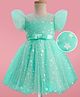Mark & Mia Woven Frill Sleeves Party Dress With Foil Star Print - Light Green