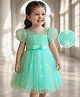Mark & Mia Woven Frill Sleeves Party Dress With Foil Star Print - Light Green
