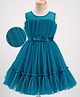 Mark & Mia Woven Sleeveless Party Dress with Bow & Frill Detailing - Teal Blue