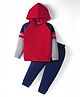 Rikidoos Full Raglan Sleeves Colour Blocked Hoodie With Joggers Set - Maroon & Navy Blue
