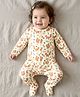Kookie Kids Interlock Knit Footed Sleepsuit With Animal Print - White