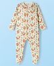 Kookie Kids Interlock Knit Footed Sleepsuit With Animal Print - White