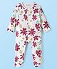 Kookie Kids Interlock Knit Full Sleeves Footed Sleepsuit With Floral Print - White