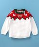 Yellow Apple Viscose Knit Full Raglan Sleeves Pullover Sweater with Heart & Bear Design - White