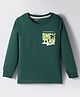 Doreme Single Jersey Knit Full Sleeves T-Shirt with Snow Team Text Print - Dark Green