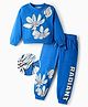 OLLINGTON ST. Cotton Full Sleeves Floral Printed Sweatshirt & Joggers Set - Royal Blue