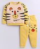 Little Ninja Cotton Knit Full Sleeves Tiger Printed Sweatshirt & Joggers Set - Yellow
