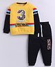 Little Ninja Cotton Knit Full Sleeves 3 Numerical Printed Sweatshirt & Joggers Set - Yellow & Black