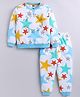 Little Ninja Cotton Knit Full Sleeves Stars Printed Coordinating Sweatshirt & Joggers Set - White