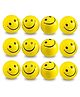 Enorme Smiley Face Squeeze Sponge Soft Cute Funny Yellow Ball for Kids and Adults, Stress Relief Toy- Pack of 12