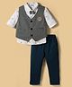 Mini Taurus Cotton Knit Full Sleeves Animal Applique 3 Piece Party Suit with Attached Bow - Dark Green