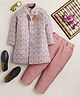 Ahhaaaa Viscose Woven Full Sleeves Leaves Embroidered Sherwani & Pant With Mala Set - Pink