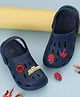 Yellow Bee Marvel Solid Perforated Clogs With Avengers Featuring Spiderman Charms - Navy Blue