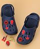 Yellow Bee Marvel Solid Perforated Clogs With Avengers Featuring Spiderman Charms - Navy Blue